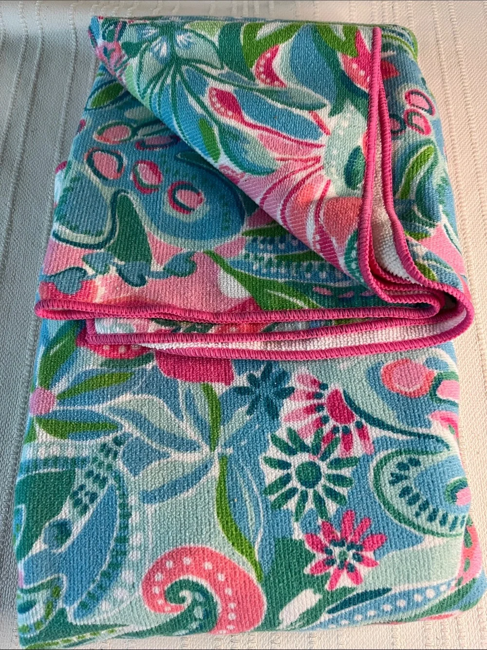 Lilly Pulitzer Oversized Beach Lounge Towel featuring a vibrant, tropic print